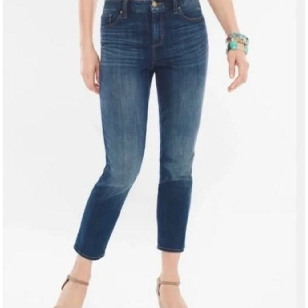 Chico's So‎ Slimming Girlfriend Slim Leg Crop Jeans Dark Wash Size 0 US 4